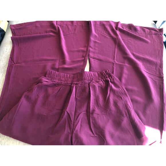 Uniq Merlot High Waisted Wide Leg Pallazo Pants - S - Picture 6 of 6